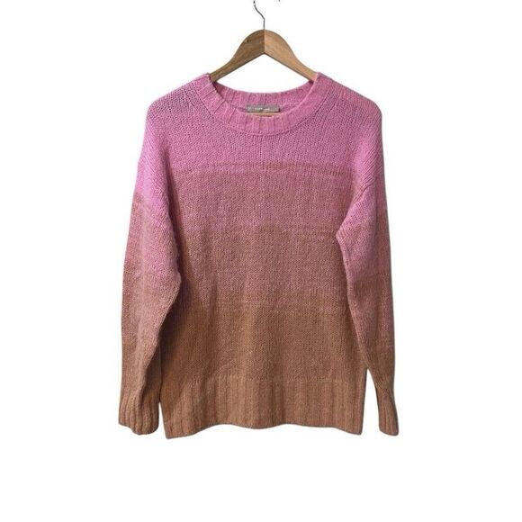 Everlane Ladies Gradient Alpaca Crew Neck Sweater Bubble Gum Pink Brown Small S - Picture 1 of 10